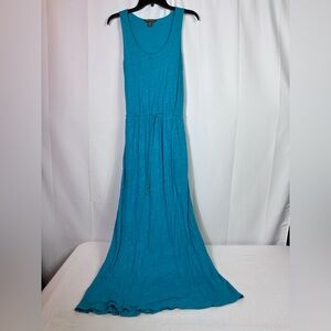 Tommy Bahama Seneca Teal Linen Jersey Maxi Dress XS Coastal Resort